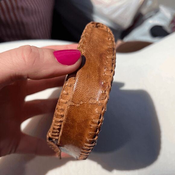 VTG Lizard Leather Coin Purse Hand-Stitched Mid Century Clamshell Wallet - Picture 4 of 6